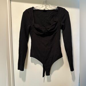 NBD Reagan Black Long Sleeve Bodysuit Size Small